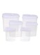 6 Piece Plastic Food Container Set - Easy Pour Lids - Food Storage Box - Storage Boxes - Kitchen Cabinet Organizers - White White 6-Piece