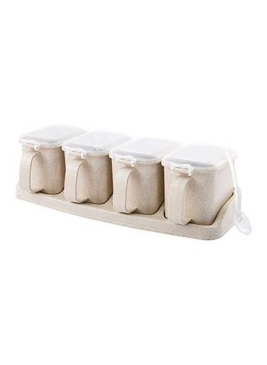 4-Piece Seasoning Jar Box Set Beige 30x11x8centimeter