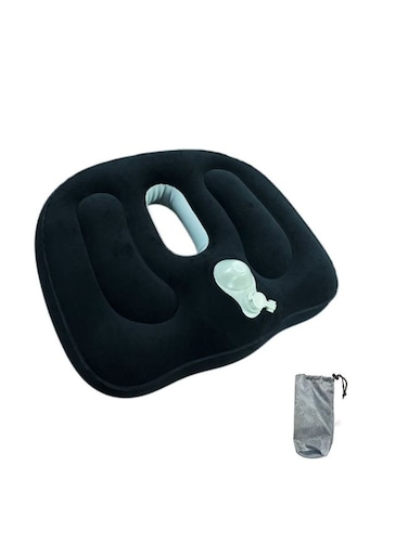 Inflatable Seat Cushion Anti Hemorrhoid Velvet Hollow Design Pressure Relief Cushion for Long Sitting