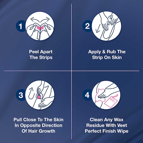 Veet Professional Hair Removal Easy-Gel Legs &amp; Body Wax Strips with Shea Butter for Normal Skin, 20 Strips