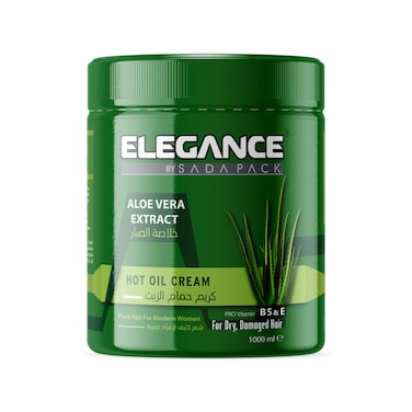 Elegance Hot Oil Cream with Aloe Vera (1000ml) - Hair Repair, Growth, and Deep Conditioning Treatment with Vitamin B5 and E
