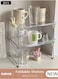 2pcs Clear Acrylic Foldable Shelves Cabinet Storage Organizer Shelf Rack Countertop Stackable Shelve for Kitchen Bathroom,Easily Organize Your Kitchen Counter and Cabinet Shelves