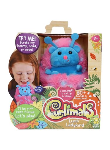 Curlimals Lucie the Ladybird Interactive Soft Cuddly Plush Animal Toy with Over 50 Sounds and Reactions, Pink