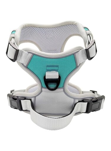 Urban Dog Harness No-Pull Dog Harness for Small Dogs, Medium &amp; Large. 2 Leash Clips, Front &amp; Back with Control Handle, Adjustable Dog Vest for Any Breed, Soft &amp; Padded for Comfort (Lake Blue Grey, M)