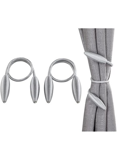 Oasisgalore 2pcs Twist Curtain Tiebacks, Creative Window Drape Curtain Hold Back. Decorative Holdbacks (Grey, 20inch)