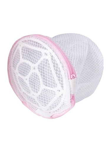 Mesh Cylindrical Laundry Bag White/Pink