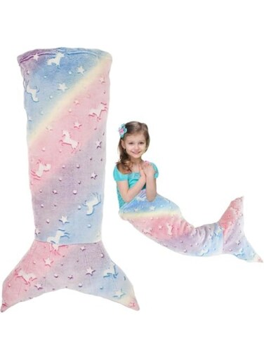 Kids Mermaid Tail Blanket, Glow in The Dark, Flannel Mermaid Blanket Luminous Unicorn, Kids Mermaid Tail Blanket Throw Blanket for Children(19&acirc;&euro;&tilde;&acirc;&euro;&trade;&Atilde;&mdash;39&acirc;&euro;&tilde;&acirc;&euro;&trade;&iuml;&frac14;&permil;
