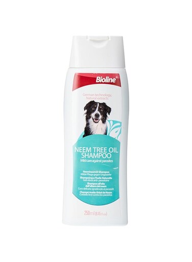 Bioline Neem Tree Oil Shampoo for Dogs 250ml,Mild Care Against Parasites in Dog