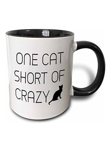 One Cat Short Of Crazy Ceramic Mug Multicolour