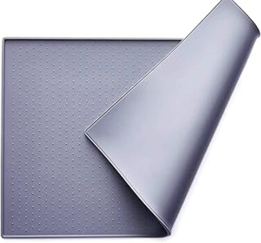 PawPawU&reg; Pet Food Mat, Silicone Feeding Pad with Lip for Dog and Cat Water Bowl or Fountain, Non-Slip and Waterproof, Effectively Stop Messes on Floor, Dishwasher Safe - Large