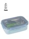 850Ml Lunch Box With Ss Inner, Spoon &amp; Plastic Body - RF12187  Rectangle With Lid, 4 Side Locks. Food-Grade, Bpa-Free, Airtight, Leak-Proof. Compact, Portable Design Blue/Silver 270grams