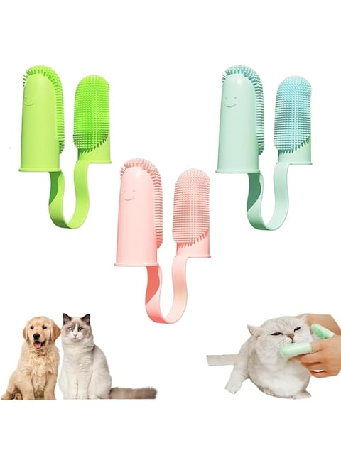 Rayyan Cat Toothbrush Silicone Cat Toothbrush Teeth Cleaning Toothbrush Double Finger Cots Cat Dental Care Finger Toothbrush for Small Large Dogs Cats,6Pcs