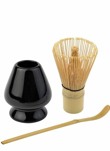 Japanese Tea Set, Traditional Matcha Tool Set, Matcha Ceremony Accessories, Matcha Blender, Blender, Tea Spoon (3 Piece Set, White)