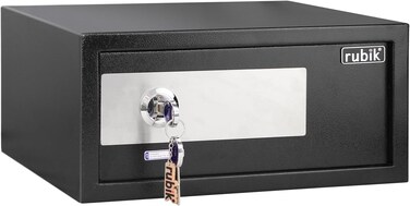 Rubik Wide Key Operated Safe Box, Manual Cabinet Safety Vault For Home Office RB20KW (Black, 20x43x35cm)