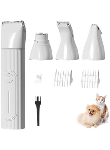 Wisfunlly Dog Clippers, Electric Pet Grooming Kit Dog Nail Grinder Dog Nail Trimmers, Rechargeable Shaver Clippers with 4 Cutter Head and 3 Guide Combs, Pet Trimmer for Dogs Cats Pets