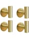 NOSKIN 4 Pack Adhesive Wall Hooks, Heavy Duty Sticky Towel Hooks for Bathroom Kitchen Door, Wall Mounted Stick on Hook for Coat Towels Keys Robe (Gold)