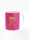 Designer Printed Coffee Mug 11oz Ceramic Personalised Gift Mugs Cup Custom Monogram Initial Letter Floral Pattern Alphabet R (Dark Pink Rose)