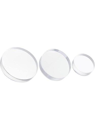 FINGERINSPIRE 3 Sizes Clear Acrylic Display Base Acrylic Display Block 40/50/70mm Clear Polished Acrylic Cube Round Acrylic Jewelry Display Stand Decorative Pedestals for Photography Props Jewelry