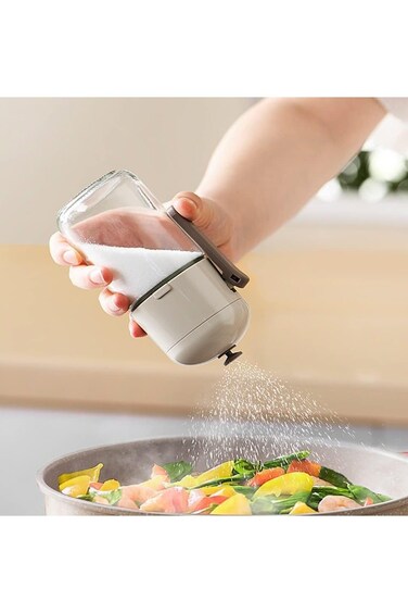 Smart Glass Salt Dispenser, One Press 0.5g Seasoning Control, Mess-Free Kitchen Gadget (180ml)
