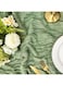35x120 inch Cheesecloth Table Runner, Crinkled Gauze Table Runner, Rustic Table Runner, Bohemian Tablecloth Banquet Decoration for Wedding Thanksgiving Christmas Birthday, Green