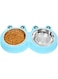 Mumoo Bear Double Cat Bowls Cute Modeling Food Water Feeder No Slip Stainless Steel Rabbit &amp; Pet Bowls, blue