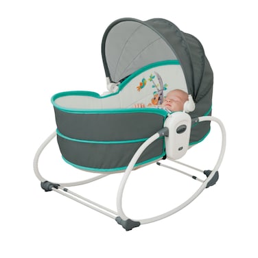 Mastela 5-in-1 Rocker &amp; Bassinet for Infants LB6037 &ndash; Portable, Versatile Design with Toy Bar &amp; Soothing Melodies - Green