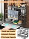 Kitchen Storage Rack with Removable Tray, Space Saving Large Capacity Stainless Steel Kitchen Cutlery Drying Rack, MultiFunction Kitchen Knife Stand Holder, Black