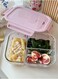 Printing 3 compartment Food Meals Storage Container Gilrs Glass Lunch Box BPA-Free Fruit Vegetable Bento Box Microwave Oven Freezer Dishwasher Pink