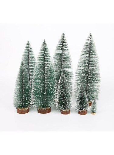 Mini Christmas Trees Christmas Decorations, Artificial Christmas Decoration Trees with 4 Size, 6pcs Small Pine Tree Bottle Brush Trees Christmas Table Craft, for Winter Xmas Holiday Home Party Decor