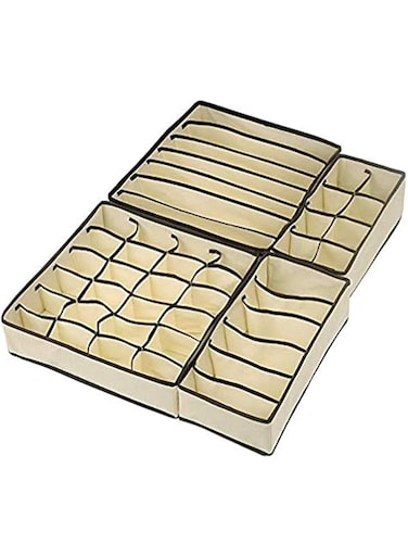 SKEIDO Collapsible Drawer Divider Foldable Bra Storage Organizer Boxes, Set of 4