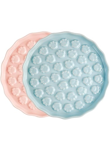 Azonee 2PCS Slow Feeder Cat Bowl, Small Slow Feeder Dog Food Bowls for Cats &amp; Dogs, Anxiety Relief &amp; Interactive Puzzle Design, Healthy Eating, Cat Slow Feeder, Dishwasher Safe, Blue/Pink