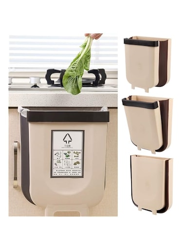 LINKINTEREST Hanging Trash Can,Silicone Folding Waste Bins Kitchen Foldable Trash Can Collapsible Small Garbage Can Compact Portable Waste Bin for Home Kitchen Room Cabinet Door Drawer - 6L