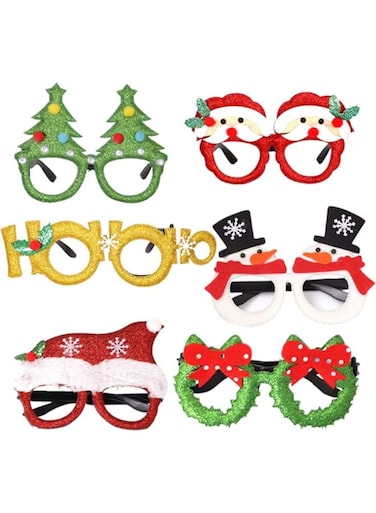 NC Christmas Glasses   Christmas Favors for Holiday Christmas Party   Christmas Headwear Xmas Holiday Accessories (6pcs)