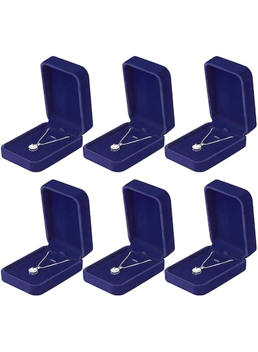 LETURE 6 Pieces Velvet Jewelry Gift Boxes for Necklace Pendant Bracelet Ring Earring, Jewelry Storage Display Case for Christmas Wedding Engagement Birthday Anniversary (Pendant Box-6PCS-BLUE)