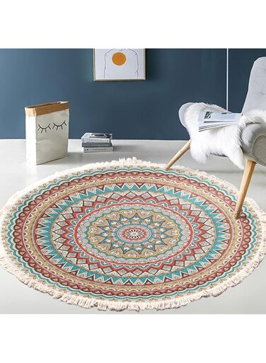 FAPCW Cotton Round Area Rug Round Washable Rug Printed Round Rug Indoor Floor Area Mat for Living Room,Bathroom,Bedroom,Kitchen Floor,Laundry Room Decor