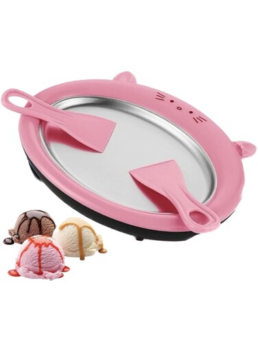 Wtrtr Ice Cream Roller Maker，Easy Homemade Rolled Ice Cream, Frozen Treat Make (Pink)