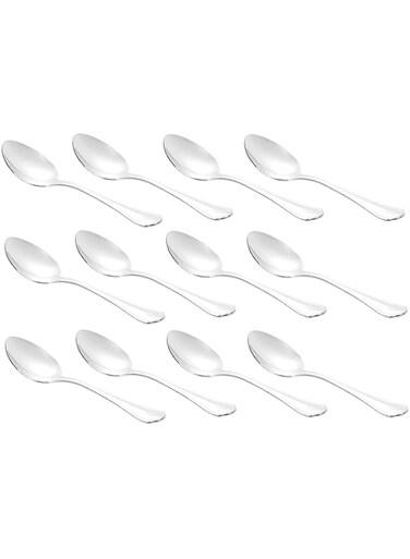 WNK Leopardi Dessert Spoon Set - 12 Pieces,Silver