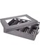 SWIUKPHE Flatware Storage Case, Silverware Storage Box Chest, Tableware Utensil Chest with Removable Lid and Adjustable Dividers, for Organizing Cutlery, Flatware, Knives, Large Capacity, Gray
