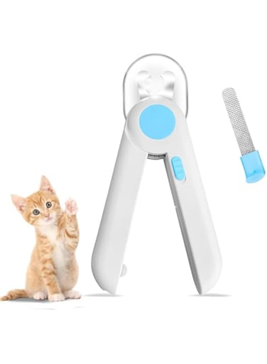 AMERTEER LED Pet Nail Clippers with Safety Guard &amp; UV Light   Professional Pet Nail Trimmer with Ultra Bright Light to See Nail Bloodline   Includes Free Nail File   Perfect for Small to Large Breeds