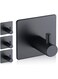 Rise age Adhesive Hooks, Waterproof Adhesive Shower Hanger Hooks for Hanging Loofah, Sponge, Towels, Robes Stainless Steel Stick on Shower Hooks for Bathrom Black Removable Sticky Wall Hooks 4 Pcs
