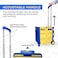 40KG Foldable Trolley, Plastic Trolley Cart with 2 Wheels and Lid, Multipurpose Utility Cart - Blue &amp; Yellow