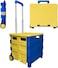 40KG Foldable Trolley, Plastic Trolley Cart with 2 Wheels and Lid, Multipurpose Utility Cart - Blue &amp; Yellow