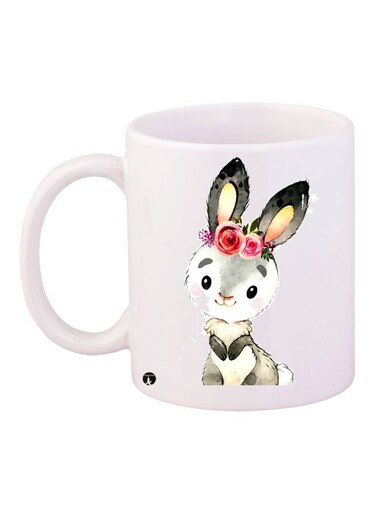Bunny Printed Coffee Mug White/Grey/Block 11ounce