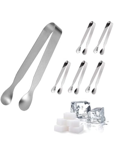 ELECDON Mini Serving Tongs, Metal Cooking Tongs Small Serving Utensils Catering, Kitchen Tongs, Food-Grade Premium 304 Stainless Steel Tongs For Kids Tongs With Sawtooth Tea Party, Coffee Serving