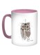 Owl Shape Printed Coffee Mug Pink/White/Brown 11ounce