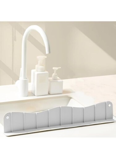 Goodern Silicone Sink Splash Guard,50 Integrated Bases with Suction Cups,Anti Splatter Screen for Kitchen,Versatile Faucet Sink Splash Protector,Drip Protector Splash Counter top-Grey
