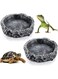Oasisgalore 2 Pieces Rock Food Water Dish Tray Bowl for Reptile, Natural Bowl For Amphibians Reptile Tortoise Snake