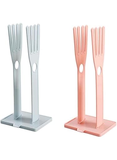 LONG XIN SERIES 2Pcs Plastic Glove Holder Detachable Gloves Racks Glove Drain Rack Glove Stand Towel Storage Holders for Kitchen Sponge Food Bag Organizer