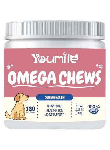 Omega Fish Oil Beauty Hair Chewable Tablet for Dogs - Omega for Dogs Shedding and Itchy Skin Relief for Dog Dry Skin and Hot Spots, EPA and DHA Fatty Acids, Dog Skin and Coat Supplement(1cutton)