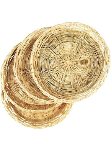Fox Run Brown Wicker Paper Plate Holders, 9.75 x 9.75 x 0.5 inches